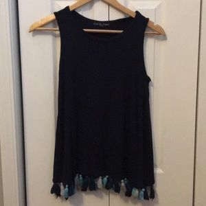 KIM&CAMI Navy Blue Tank with Blue/Gray Tassels
